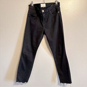 Current/Elliott Black Raw Hem Cropped Skinny Jeans Size 30